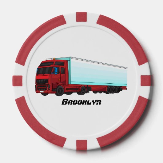 Afbeelding van rode vrachtwagen poker chips (Voorkant)