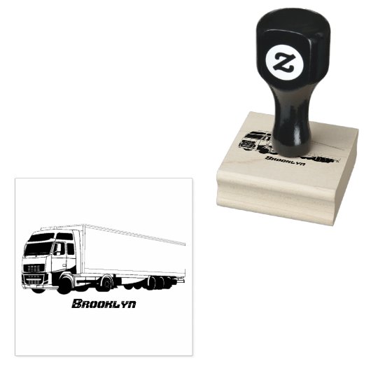 Afbeelding van rode vrachtwagen rubberstempel (Gestempeld)