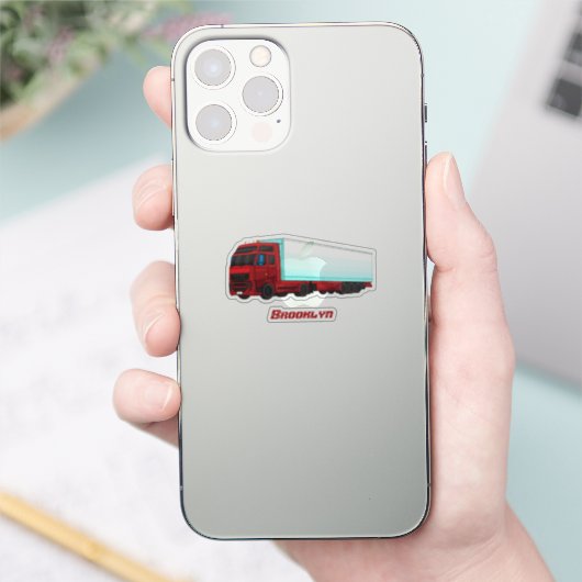 Afbeelding van rode vrachtwagen sticker (Telefoon)