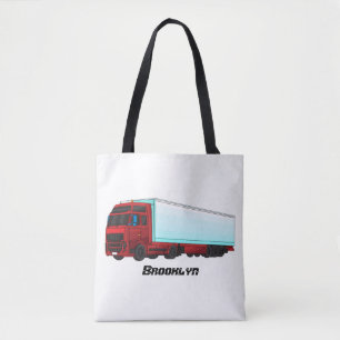 Afbeelding van rode vrachtwagen tote bag