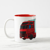 Afbeelding van rode vrachtwagen tweekleurige koffiemok (Links)
