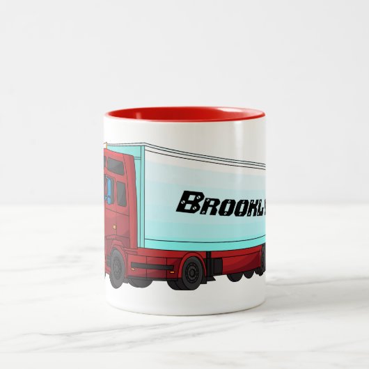 Afbeelding van rode vrachtwagen tweekleurige koffiemok (Center)