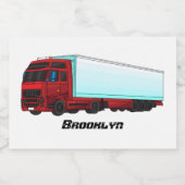 Afbeelding van rode vrachtwagen voedselcontainer etiket (Enkel label)