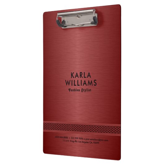 Afbeelding van rood faux metallic geborsteld staal klembord (Links)