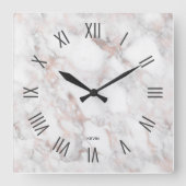 Afbeelding van Roos gouden marmer Romeinse cijfers Vierkante Klok (Voorkant)