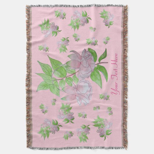 afbeelding van  roze bloemen deken (Voorkant Verticaal)