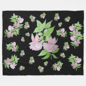 afbeelding van  roze bloemen fleece deken (Voorkant (Horizontaal))