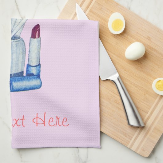 afbeelding van roze samenstellende borstels in de  theedoek (Quarter Fold)