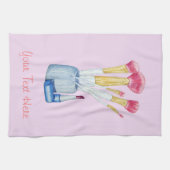 afbeelding van roze samenstellende borstels in de theedoek (Horizontaal)