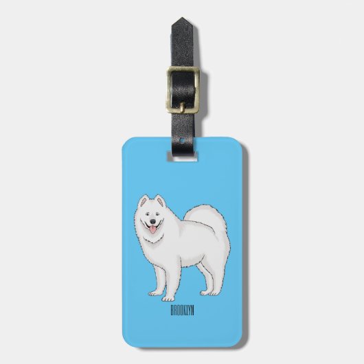 Afbeelding van Samoyed cartoon Bagagelabel (Voorkant verticaal)