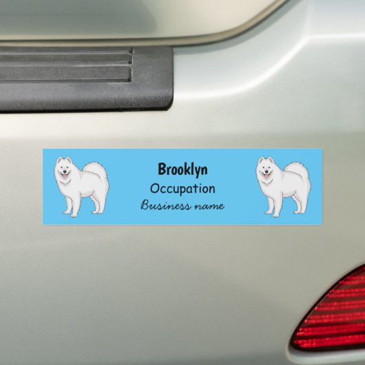 Afbeelding van Samoyed cartoon Bumpersticker (Op auto)