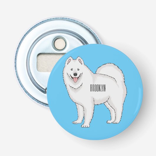 Afbeelding van Samoyed cartoon Button Flesopener (Voorkant)