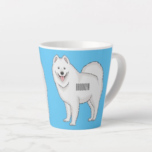 Afbeelding van Samoyed cartoon Latte Mok (Rechterhoek)