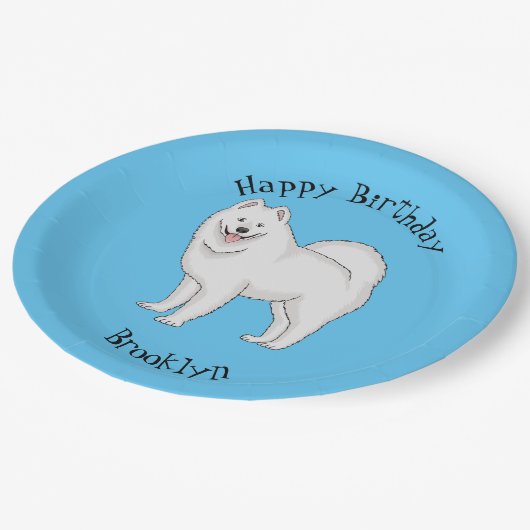 Afbeelding van Samoyed cartoon Papieren Bordje (Gekanteld)