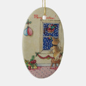 afbeelding van schattige puppy met kerst keramisch ornament (Rechts)