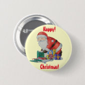 afbeelding van schattige santa klaar voor kerstmis ronde button 5,7 cm (Voorkant /achterkant)