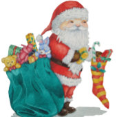 afbeelding van schattige santa met pressies in zij kleine kerstsok