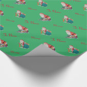 afbeelding van schattige santa om zich klaar te ma cadeaupapier (Hoek)