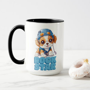 AFBEELDING VAN SCHATTIGEE HOND MET ROCK STAR TEKST MOK