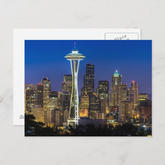 Afbeelding van Seattle Skyline in de ochtenduren. Briefkaart (Voorkant / Achterkant)