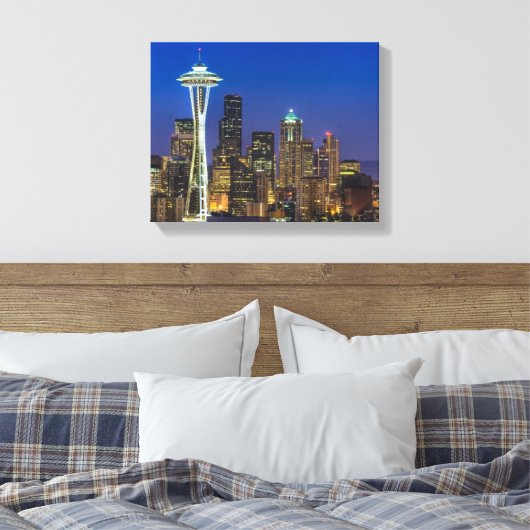 Afbeelding van Seattle Skyline in de ochtenduren. Canvas Afdruk (Insitu (Slaapkamer))