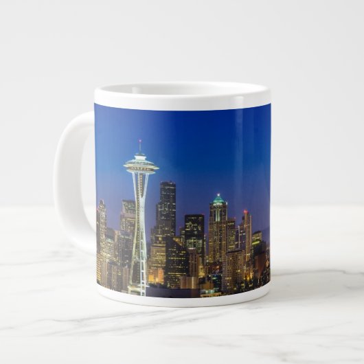 Afbeelding van Seattle Skyline in de ochtenduren. Grote Koffiekop (Links)
