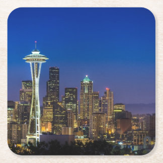 Afbeelding van Seattle Skyline in de ochtenduren. Kartonnen Onderzetters