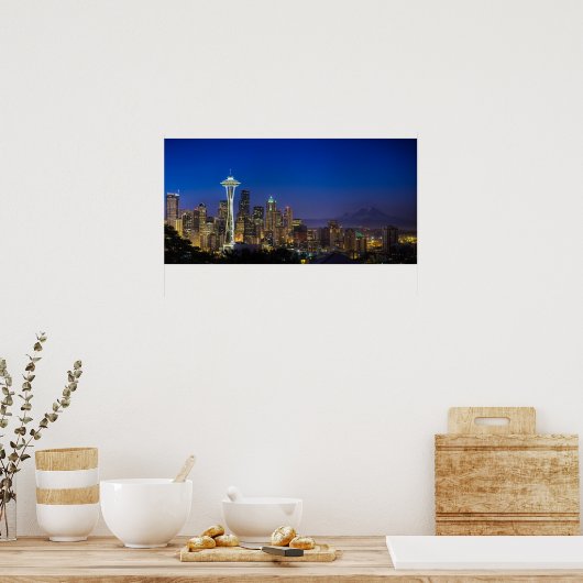 Afbeelding van Seattle Skyline in de ochtenduren. Poster (Keuken)