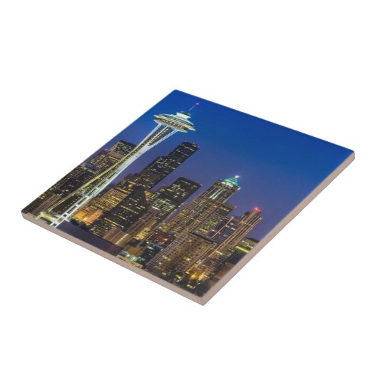 Afbeelding van Seattle Skyline in de ochtenduren. Tegeltje (Zijkant)