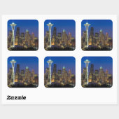 Afbeelding van Seattle Skyline in de ochtenduren. Vierkante Sticker (Vel)