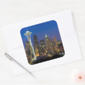 Afbeelding van Seattle Skyline in de ochtenduren. Vierkante Sticker (Envelop)