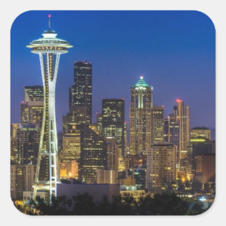Afbeelding van Seattle Skyline in de ochtenduren. Vierkante Sticker