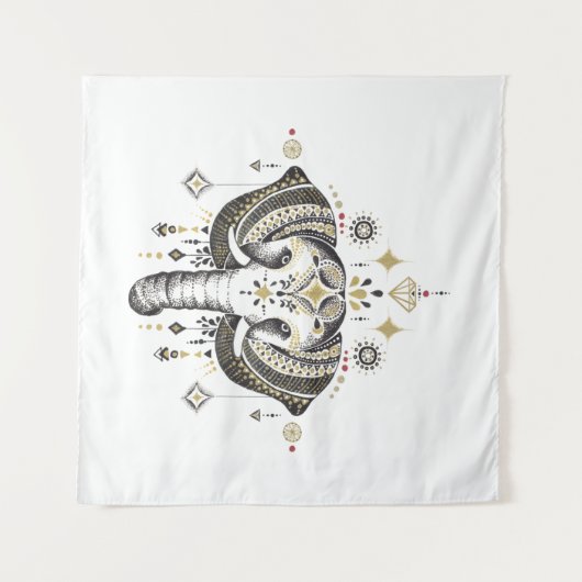 Afbeelding van stamhoofd van olifanten wandkleed (Voorkant (horizontaal))