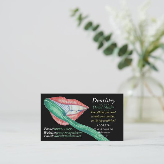 afbeelding van tanden en mondhygiënist tandarts visitekaartje (Staand voorkant)