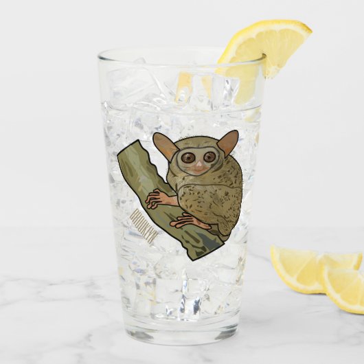 Afbeelding van Tarsier cartoon Glas (Achterkant ijs)