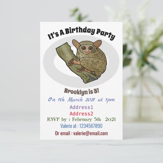 Afbeelding van Tarsier cartoon Kaart (Staand voorkant)