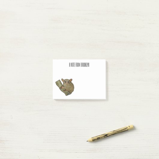 Afbeelding van Tarsier cartoon Post-it® Notes (Op bureau)