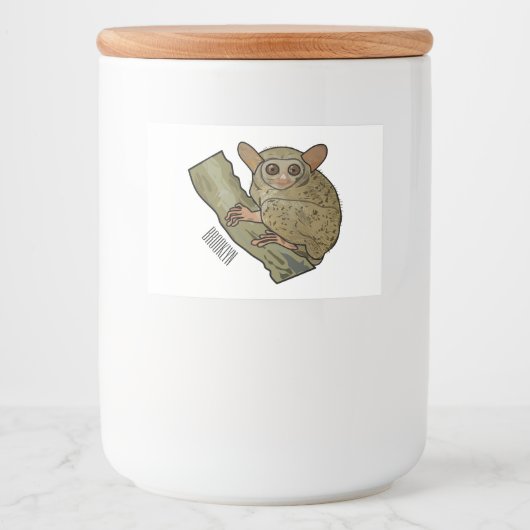 Afbeelding van Tarsier cartoon Voedselcontainer Etiket (Voorkant)