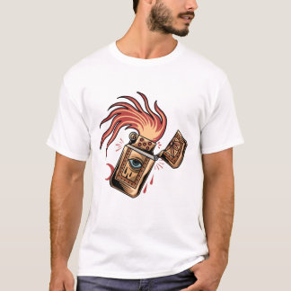Afbeelding van tattoo met oude stijl bovenaan lich t-shirt
