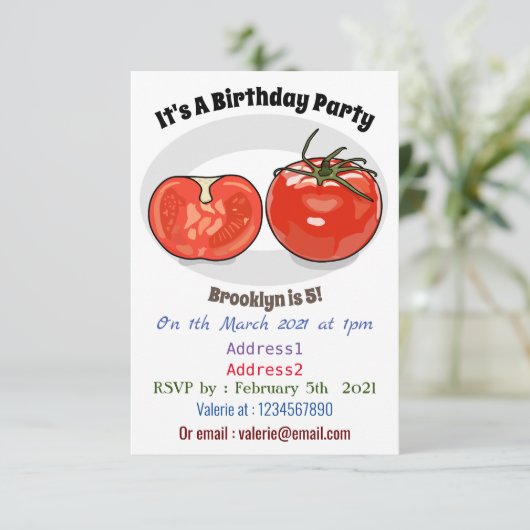 Afbeelding van tomatencartoon kaart (Staand voorkant)