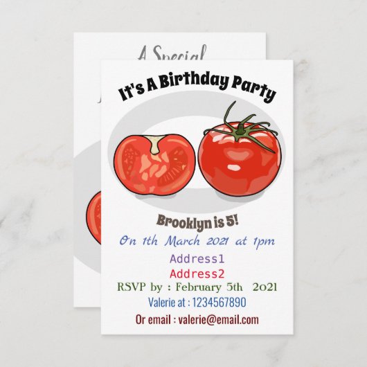 Afbeelding van tomatencartoon kaart (Voorkant / Achterkant)
