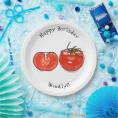 Afbeelding van tomatencartoon papieren bordje (Feest)