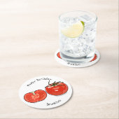 Afbeelding van tomatencartoon ronde kartonnen onderzetter (Insitu)