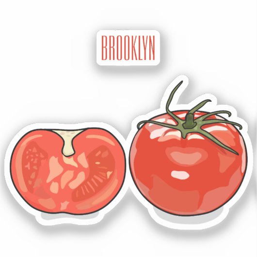 Afbeelding van tomatencartoon sticker (Voorkant)