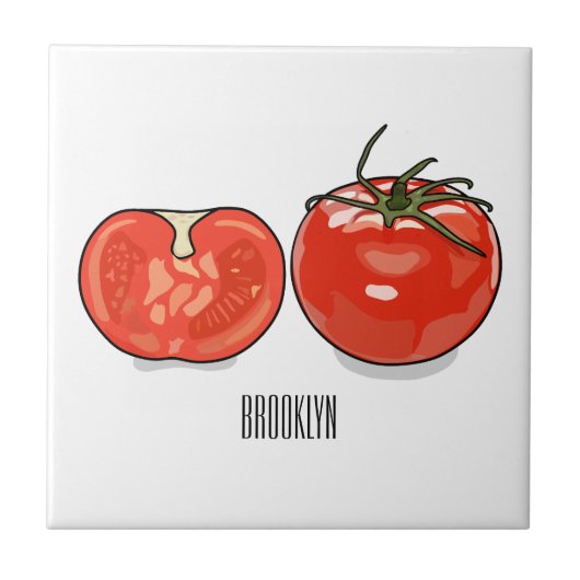 Afbeelding van tomatencartoon tegeltje (Voorkant)