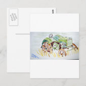 Afbeelding van trekkers, landbouw, land briefkaart (Voorkant / Achterkant)