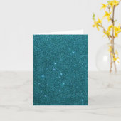 Afbeelding van trendy blauwgroen glitter kaart (Gele Bloem)