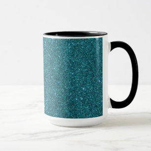 Afbeelding van trendy blauwgroen glitter mok