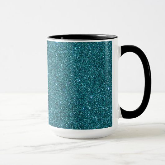 Afbeelding van trendy blauwgroen glitter mok (Rechts)
