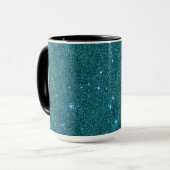 Afbeelding van trendy blauwgroen glitter mok (Voorkant links)